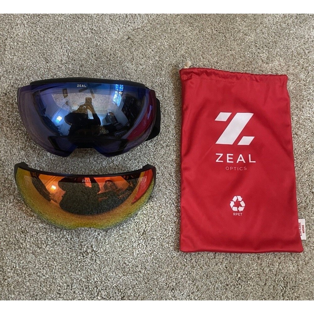 Zeal Ski Goggles - Red Orange Mirror And Blue Lenses - Scratched